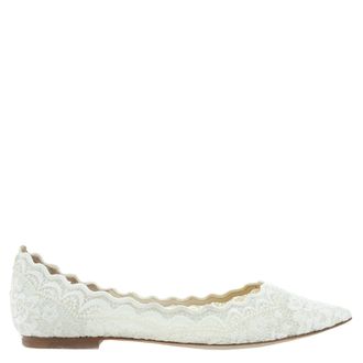 Jimmy Choo London Womens Love Flat Ivory Ballerina Flats