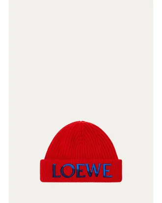 Loewe Logo-Embroidered Wool Beanie