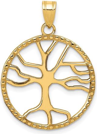 Diamond2Deal 10k Yellow Gold Tree of Life in Round Frame Pendant