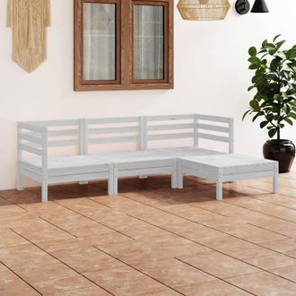 vidaXL Juego De Muebles De Jard&iacute;n 4 Piezas Madera Maciza Pino Blanco Vidaxl