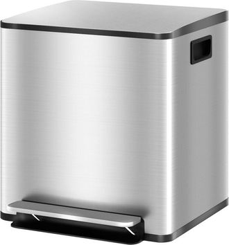 HOMCOM Cestino Rifiuti a 2 Sezioni da 15L in Acciaio e pp 41.8x36.7x44 cm - Homcom