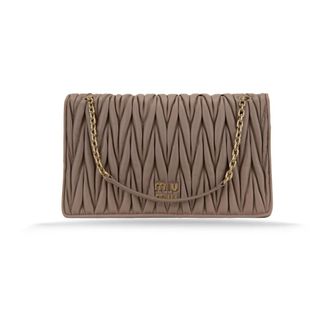 Miu Miu Schoudertas met magnetische knoop van leer - Dames - Schoudertassen - Bruin - ONE Size - Leer - Tassen