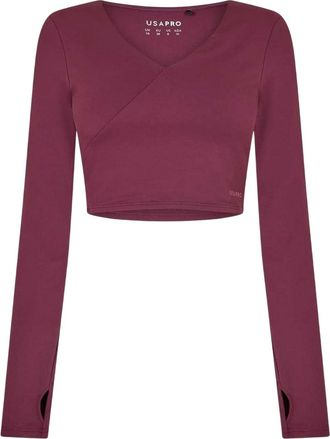 Usa Pro Dames/Dames Cropped Wrap Top (Donkere kers)