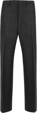 Prada Geruite wollen broek met sluiting - Heren - Straight fit broeken - Grijs - S - Wol - Broeken