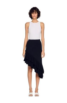 Sandro Asymmetrical knit skirt in Black at Nordstrom, Size 42 Eu