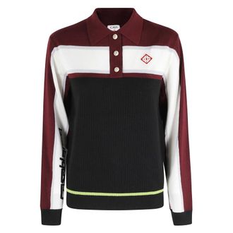 Casablanca Round-neck Knitwear, female, Multicolor, Size: XS Striped Oversized Long Sleeve Polo Shirt