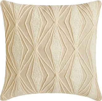 OEM Funda De Almohada Beige, 30 Cm X 30 Cm (12 Pulgadas X 12 Pulgadas), Bordado De Lino, Estampado Geom&eacute;trico, Estilo Moderno - Everly Neutral