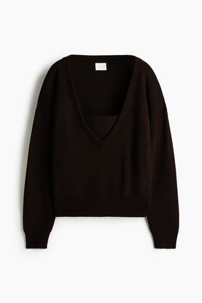 H&M Pullover mit V-Ausschnitt - Brown