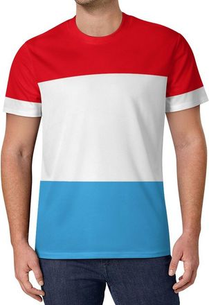 Generic Luxembourg Flag Novelty T-Shirt for Men Crewneck Short Sleeve Tee Lightweight Breathable Tops