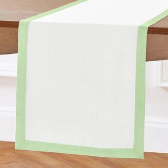 Solino Home Linen Table Runner for Dining Table, Holiday and Everyday Table Decor - Classic in Pastel Green And White at Nordstrom, Size Xx-Small