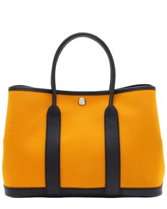 Herm&egrave;s Blue Leather Negonda Garden Party 30 Tote (Authentic Pre-Loved)