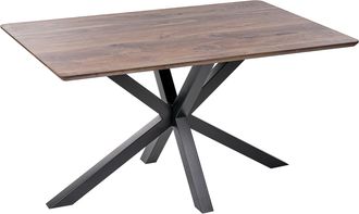Beliani Mesa De Comedor Con Tapa De Madera Oscura Patas De Metal Negro 140 X 90 Cm 4 Plazas Rectangular Industrial Spectra