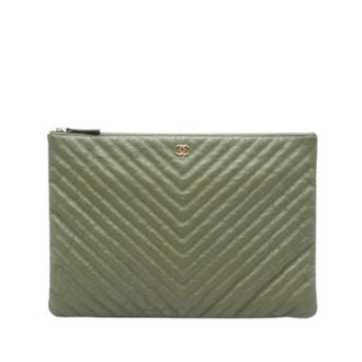 Chanel Pre-owned O Case - Dames - Pre-owned - Groen - Maat: ONE Size Leer