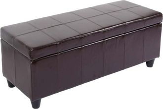 Hhg Nunca Usado] Asiento De Banco Con Almacenamiento Kriens Cuero + Imitaci&oacute;n De Cuero 112x45x45cm Mvg-certificado, Marr&oacute;n