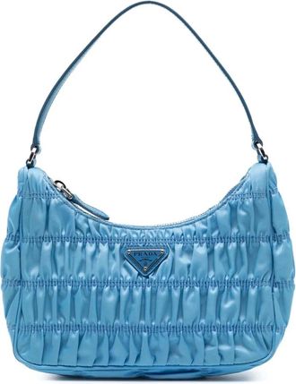 Prada Borsa a spalla in tessuto Gaufre Re Edition 2019-2025 - Blu