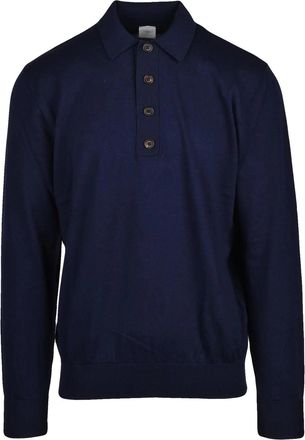 Eleventy Cotton Cashmere Knit Polo with Classic Collar and Four-Button Placket