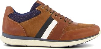 Dune London Mens Trigger Side-Stripe-Detail Trainers Size UK 7 Tan