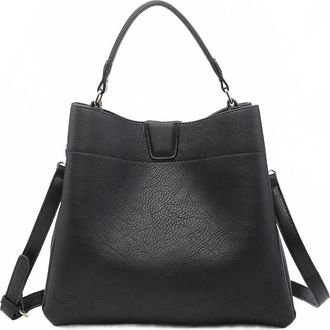 Jen & Co. Womens Tati Lizard Monogrammable Satchel Bag In Black