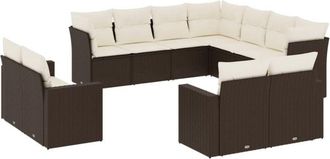 vidaXL Set De Sof&aacute;s De Jard&iacute;n 11 Pzas Cojines Rat&aacute;n Sint&eacute;tico Marr&oacute;n Vidaxl