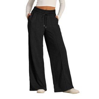 Generic Straight Leg Joggers Womens,Baggy High Waist Wide Leg Joggers Lightweight Comfy Sweatpants Lounge Palazzo Trousers Casual Running Sports Yoga Pants wi