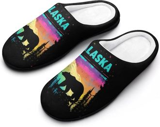 Generic Alaska State Proud Funny Mens Slippers Cotton Warm House Shoes Memory Foam Sandals Print Size 7-14