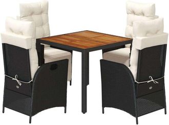 vidaXL Set De Muebles Jard&iacute;n 5 Pzas Con Cojines Rat&aacute;n Sint&eacute;tico Negro Vidaxl