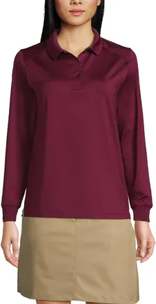 Lands End School Uniform Long Sleeve Rapid Dry Polo Shirt in Burgundy at Nordstrom, Size X-Large