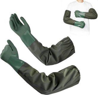 OEM Guantes Para Estanques - Guantes De Trabajo Largos - Impermeables - Protecci&oacute;n Extralarga - 70 Cm - Verde