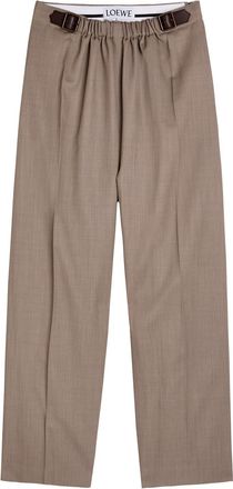 Loewe Belt-effect Straight-leg Wool Trousers - Beige - 40 (UK12 / M)