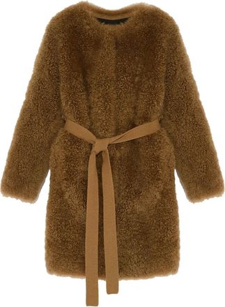 Yves Salomon Cappotto con cintura - Marrone