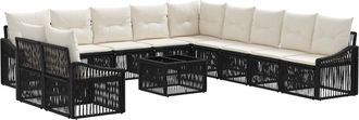 vidaXL Conjunto De Sof&aacute;s De Jard&iacute;n 12 Uds. Negro Rat&aacute;n Sint&eacute;tico Vidaxl