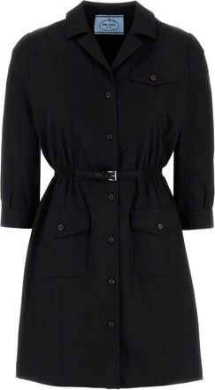 Prada Zwarte Poplin Shirtjurk