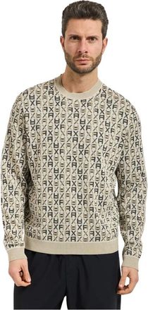A|X Armani Exchange AX Sweatshirt met Logo Initialen - Heren - Ronde hals truien - Beige - XL - Katoen - Truien & Vesten