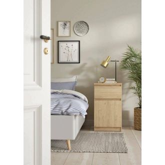 Dmora Dmora - Mesa De Noche Francoise, C&oacute;moda Baja, Mesilla De Noche, Estante De La Cama, 40x40 H70 Cm, Roble