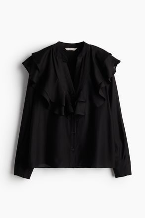 H&M Bluse mit Volants - Schwarz