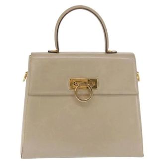 Ferragamo Pre-owned Gancini convertible top handle bag - Dames - Pre-owned - Beige - Maat: ONE Size Leer