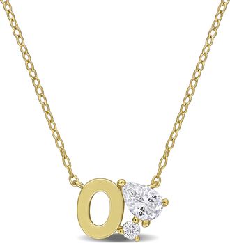 Mimi & Max 3/4ct TGW Created White Sapphire Q Initial Necklace Yellow Plated Sterling Silver