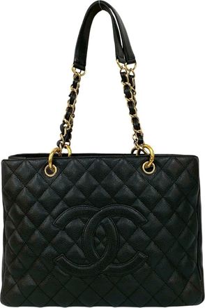 Chanel Black Grained Calfskin Handbag Tote Bag (Pre-Owned)