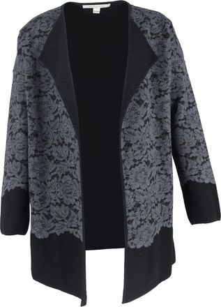 Diane Von Fürstenberg Jeraldine Lace Paneled Coat in Gray Merino Wool