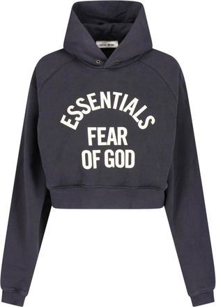 Fear of God Black Cropped Arched Logo Hooded Sweatshirt