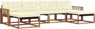 vidaXL Conjunto De Sof&aacute;s De Exterior 6 Uds. Natural Y Crema Vidaxl