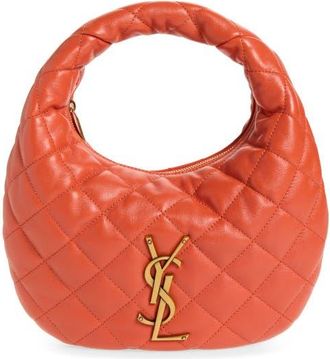 Saint Laurent Baby Icare Quilted Leather Hobo Bag in Orange Celosia at Nordstrom