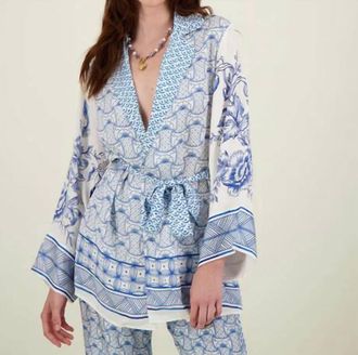 Me369 Lucia Kimono Belted Jacket In Amalfi Coast