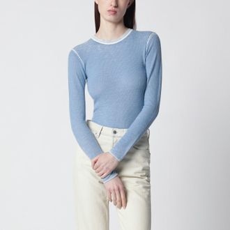 6397 Light blue ribbed vintage-effect knit