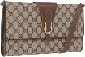 Gucci Pre-owned Vintage GG Canvas Schoudertas - Dames - Vintage Schoudertas - Beige - ONE Size - Leer - Vintage