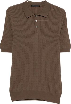 Tagliatore Polo shirt met kabelsteek - Heren - Polos - Bruin - M - Katoen - Tops