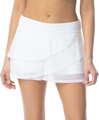 Coco Reef Sway Mesh Layer Swim Skort in White at Nordstrom, Size Xx-Large