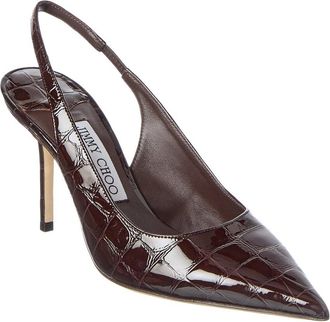 Jimmy Choo London Love 85 Croc-Embossed Leather Slingback Pump