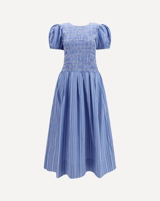 Ganni Striped cotton Dress with puff sleeves Female 36
