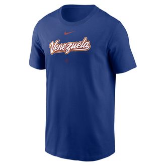 Nike Venezuela National Baseball Team 2026 World Baseball Classic Wordmark Nike Mens T-Shirt in Blue | N1994EWWBV-NDZ